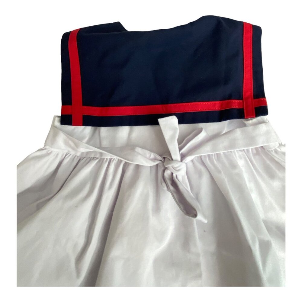 NWT $58 Good Lad 18m Girl Sailors Dress White Poplin Nautical Sailboat Applique - Picture 10 of 15